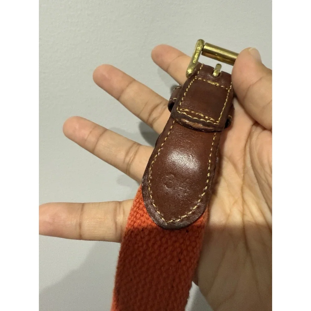 Mens Canvas Leather Belt Anchor‎ Wheel Navy Blue Orange Size 34 36